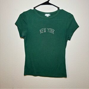 Orange Kiss ‘New York’ Embroidered Ribbed T-Shirt